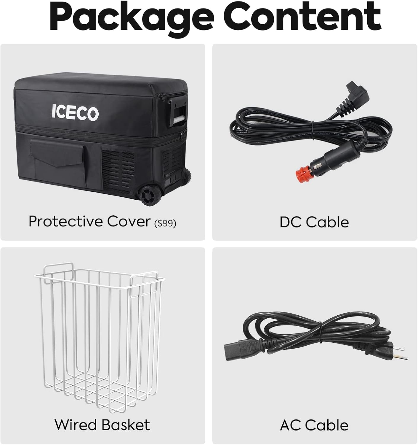ICECO JP50Pro 12Volt Refrigerator, Portable Freezer with Multi-Directional Lid, 51.7Qt/47L Compact Freezer Powered by SECOP Compressor, -4℉～68℉AC DC USB, Electric Cooler for Outdoor| With DC Cable