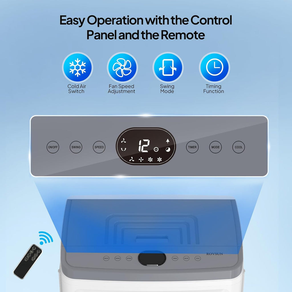 ROVSUN 2900CFM Portable Air Cooler, 15.8Gal/60L Evaporative Swamp Cooler, 3-IN-1 Cooling Fan with Water Connected, Remote Control, 3 Speeds, 12H Timer & 4 Ice Box, Humidifying Oscillating Fan