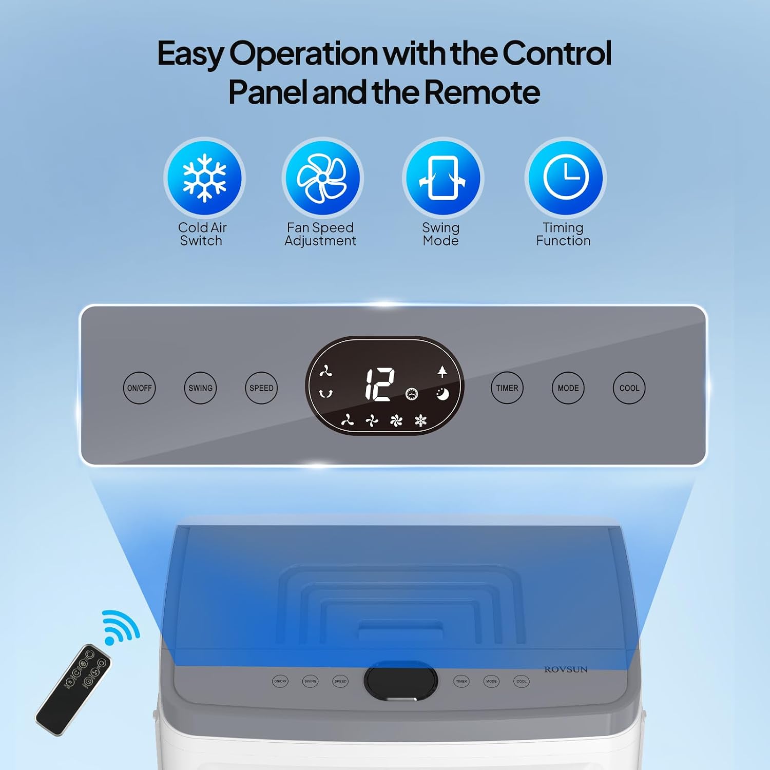 ROVSUN 2900CFM Portable Air Cooler, 15.8Gal/60L Evaporative Swamp Cooler, 3-IN-1 Cooling Fan with Water Connected, Remote Control, 3 Speeds, 12H Timer & 4 Ice Box, Humidifying Oscillating Fan