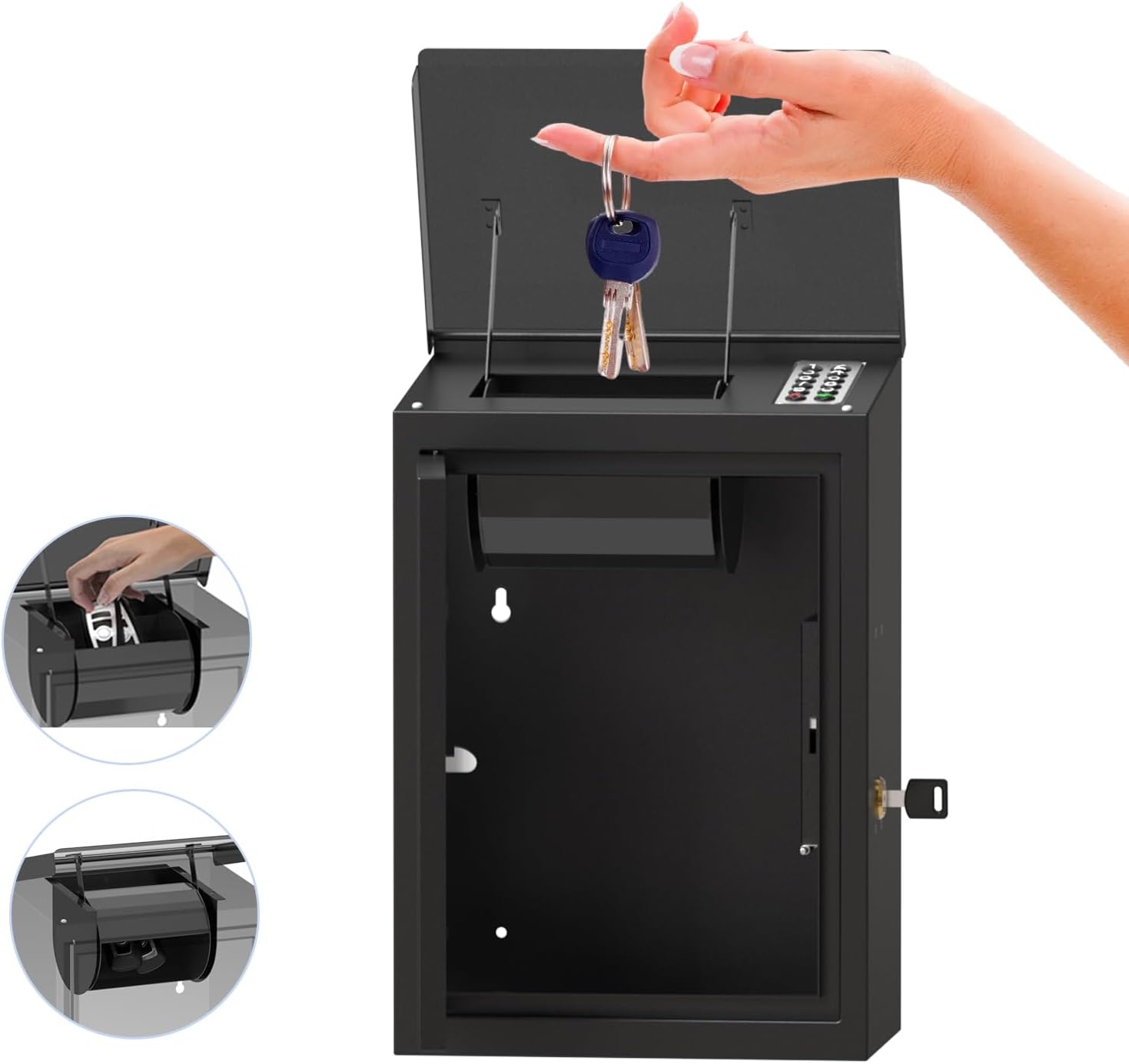 Key Drop Box with Smart Lock for Outside Wall Mount, Key Return Box for Automotive,Anti-Thief & Waterproof Design for Outdoor, Heavy-Duty Secure Storage Box for Hotel,Car Rental