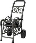 Suncast Metal Decorative 150' Hose Cart with Flat-Free Wheels and Foot Caps, Stylish Garden Hose Reel Cart for 150' of Standard Vinyl Hose, Made in the USA