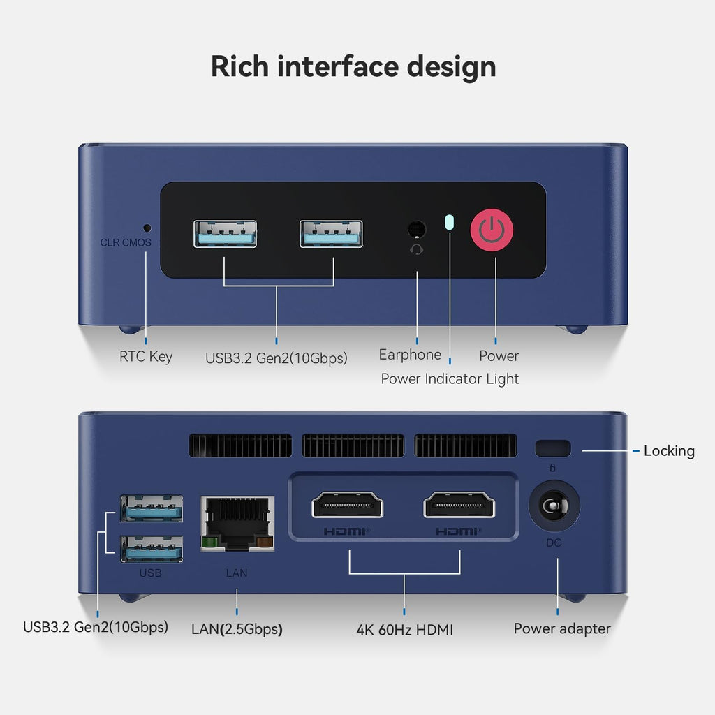 Beelink Mini PC, Mini S13 Mini Computer Intel Twin Lake N150(up to 3.6GHz), Desktop Computers 16G DDR4 RAM 500G PCIe3.0 SSD, Small PC 4K UHD Dual HDMI/Wifi6/BT5.2 for Office/Home/HTPC/NAS/W11 Home