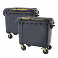 Outdoor Trash Can with Lid and Wheels, Garbage Can with Wheels 2 Pack 175 Gallons, Garbage Bin Storage Outdoor Waste Transfer Disposal/Shopping Mall/School/Garage (Black)