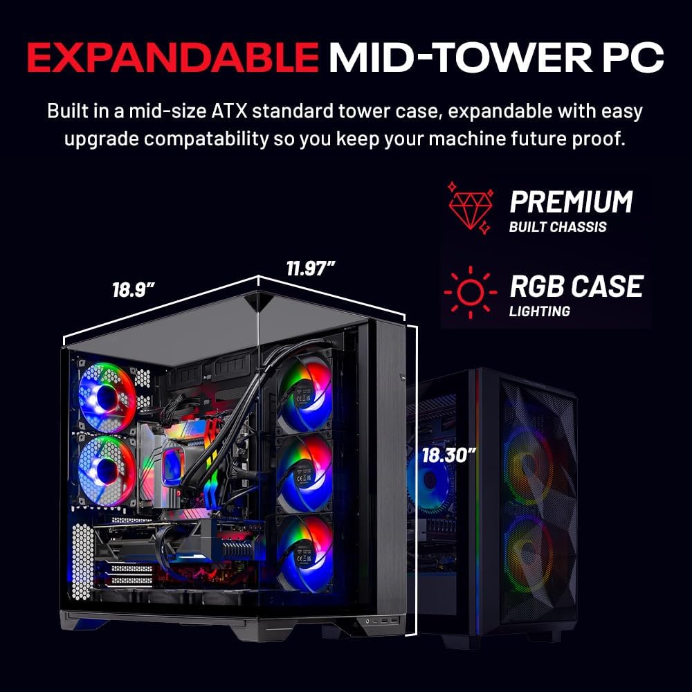Skytech Gaming O11 Vision Desktop PC, Intel Ultra 9 285K 3.7 GHz(5.7 GHz), NVIDIA RTX 5080 16GB, Z890 Board, 2TB Gen4 NVMe SSD, 64GB DDR5 RAM 6000, 850W Gold ATX 3 PSU, 360mm ARGB AIO, Wi-Fi, Win 11