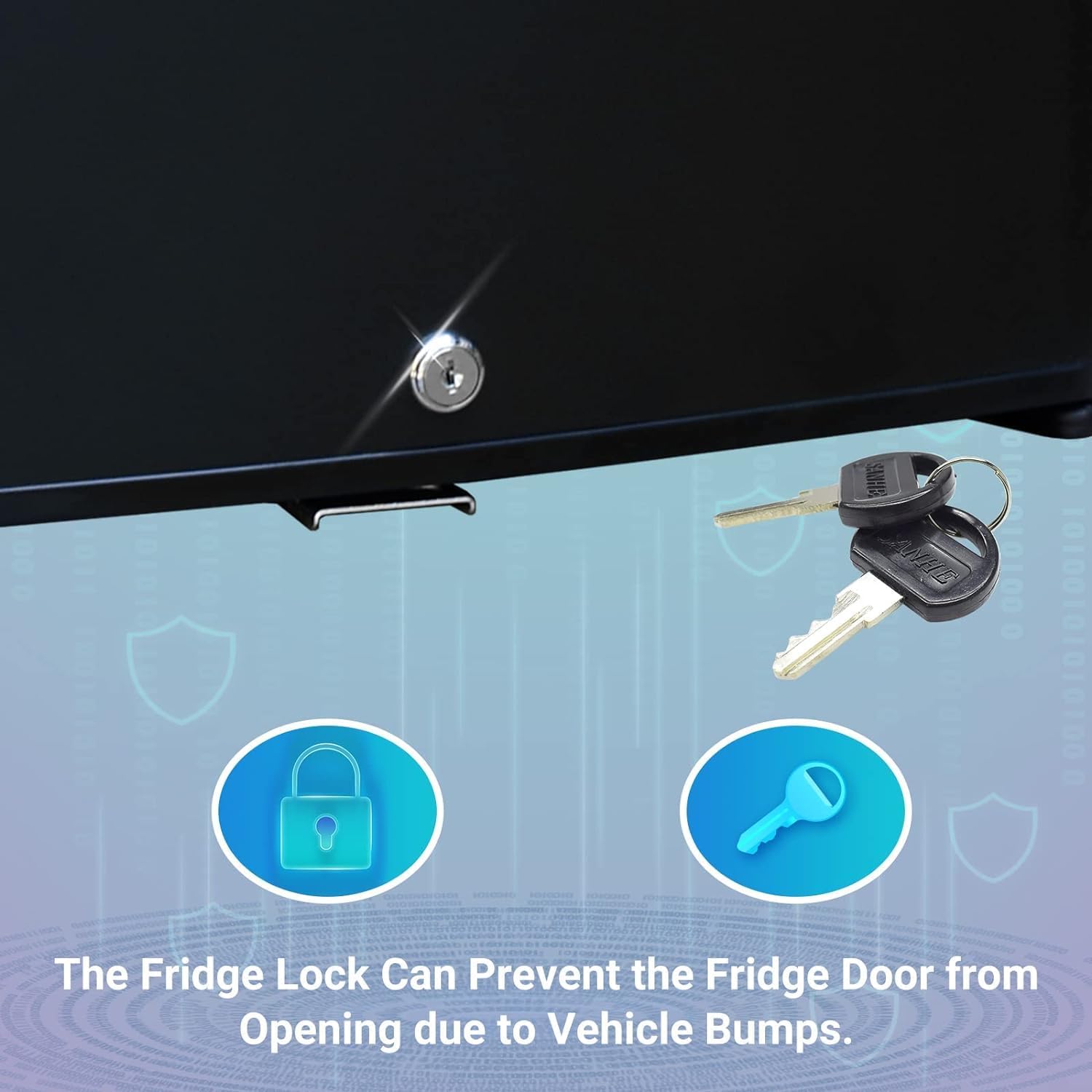 SMETA Mini DC Fridge with Lock 12v Fridge, 1.4 cuft Semi Truck Refrigerator Compact Lockable No Noise Absorption 12V/120V Portable AC Locking for Bedroom Office Van Medication Storage Dorm