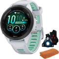 Garmin 010-02810-04 Forerunner 265S GPS Smartwatch, Whitestone/Neo Tropic | Official USA Partner Model | Bundle with Sport Towel + Deco Essentials Wearable Commuter Front & Rear Safety Light