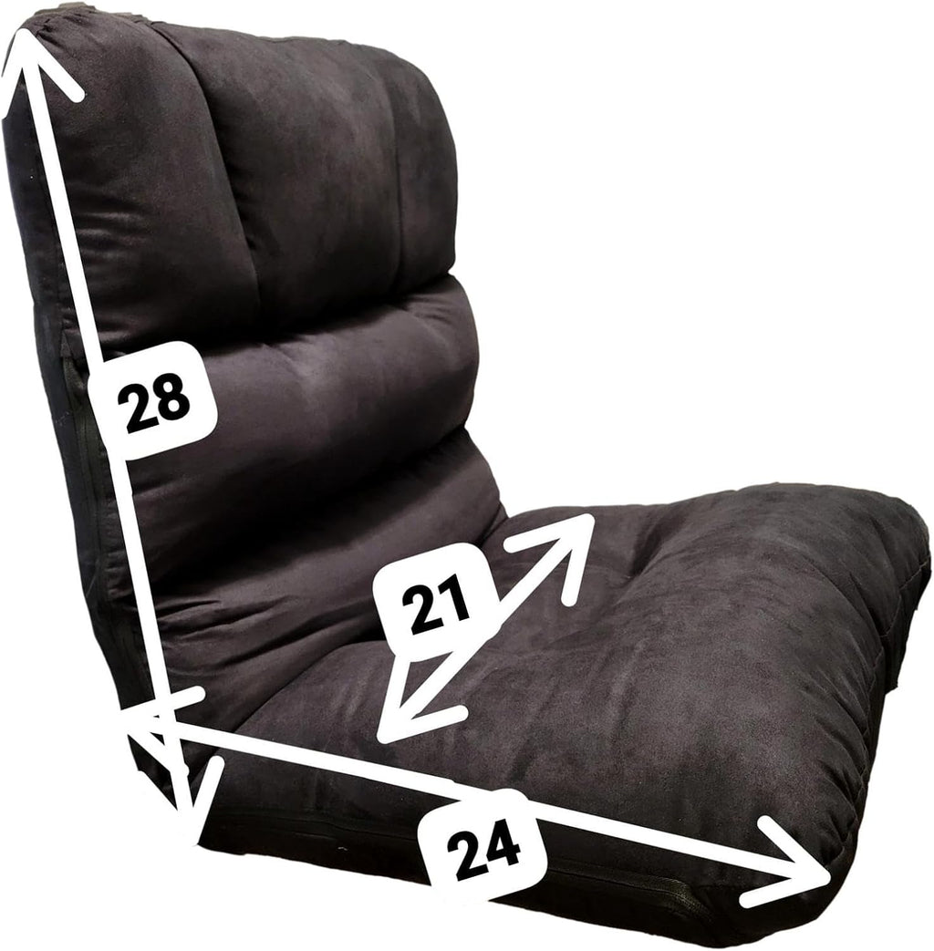 Relaxus Ohm Chair Adjustable Portable Floor Chair, High-Density Poly-Fill Cushioning, Padded Frame with Back Support, Folding Sofa Chair, Padded Bed, Recliner, Gaming, Meditation, Recliner. Carry Bag