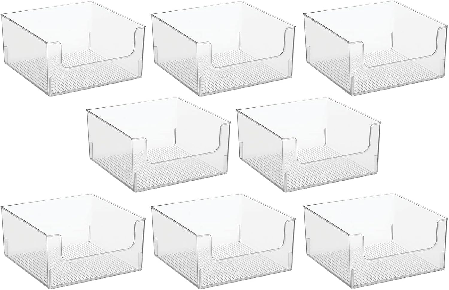 mDesign Modern Wide Plastic Open Front Dip Storage Organizer Bin Basket for Bathroom Organization - Vanity Shelf, Cubby, Cabinet, and Closet Organizing Decor - Ligne Collection - 8 Pack - Clear