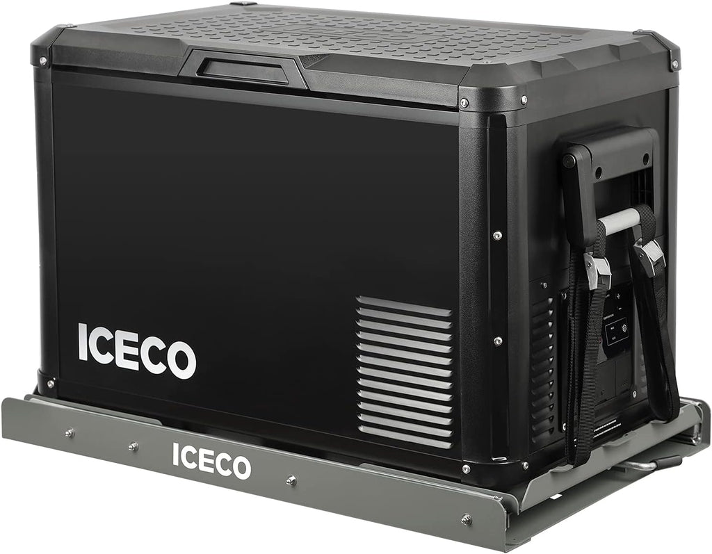 ICECO VL45ProS 47.5Qt Portable Refrigerator, 12V Fridge with SECOP Compressor, 0-50℉, Iron Cabinet Car Refrigerator With Multi-directional Lid, USB&DC&AC, For RV,SUV,Truck,Boat|With Slide Mount