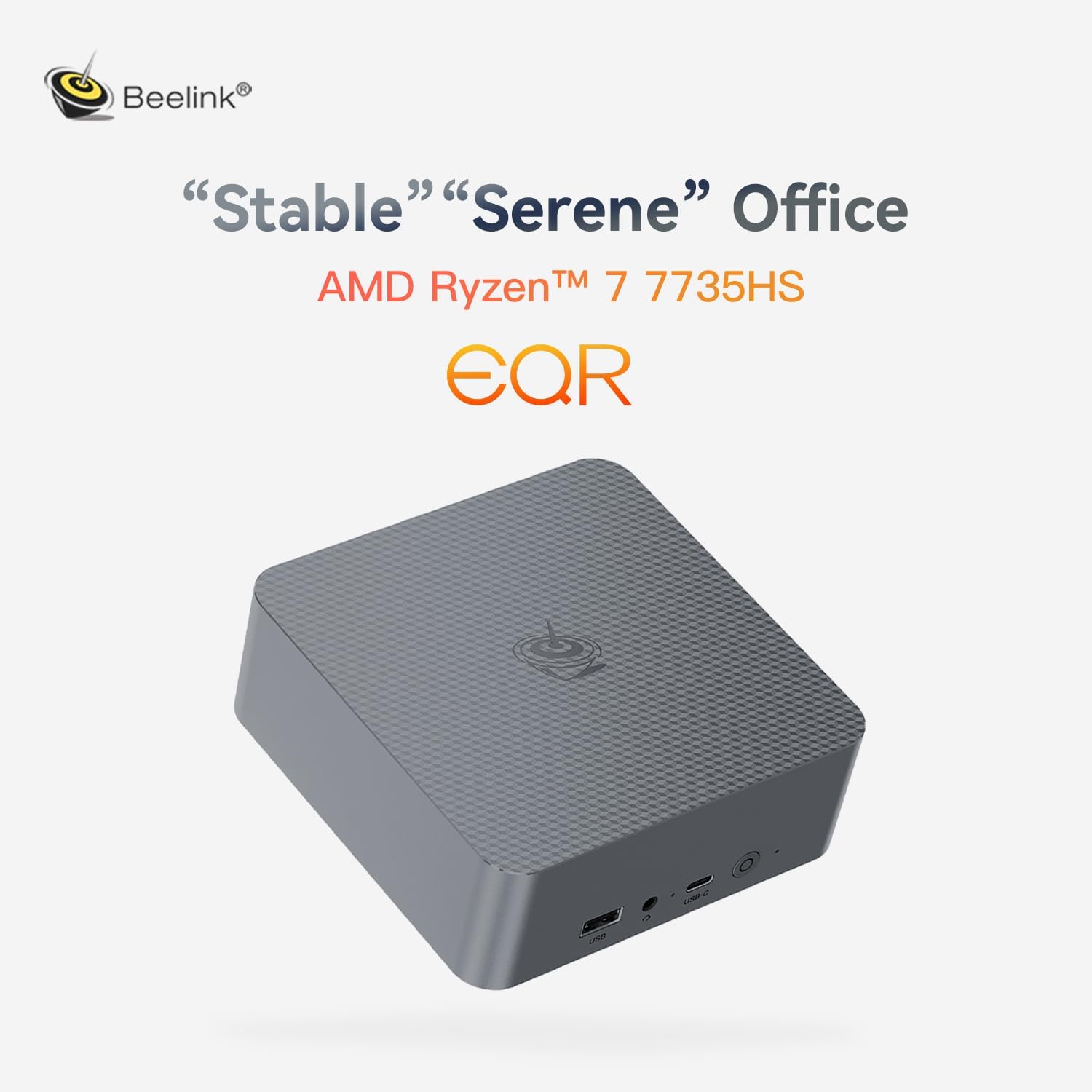 Beelink EQR7 Mini PC, AMD Ryzen 7 7735HS(Up to 4.75GHz) 8C/16T, Mini Desktop Computer 24GB LPDDR5 RAM 500GB NVMe SSD, Micro PC 4K@60Hz Dual HDMI/BT5.2/WiFi 6/Office/Home/W-11