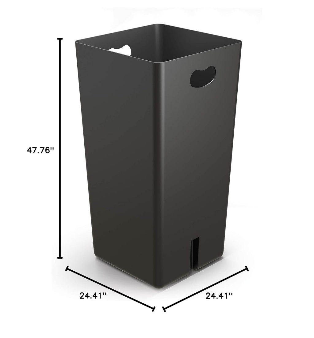 Suncast Commercial Products 30-Gallon Metal Outdoor Trash Can with Two-Way Lid, Adjustable Feet, and Removable Liner, Covered Design, Black, Made in the USA