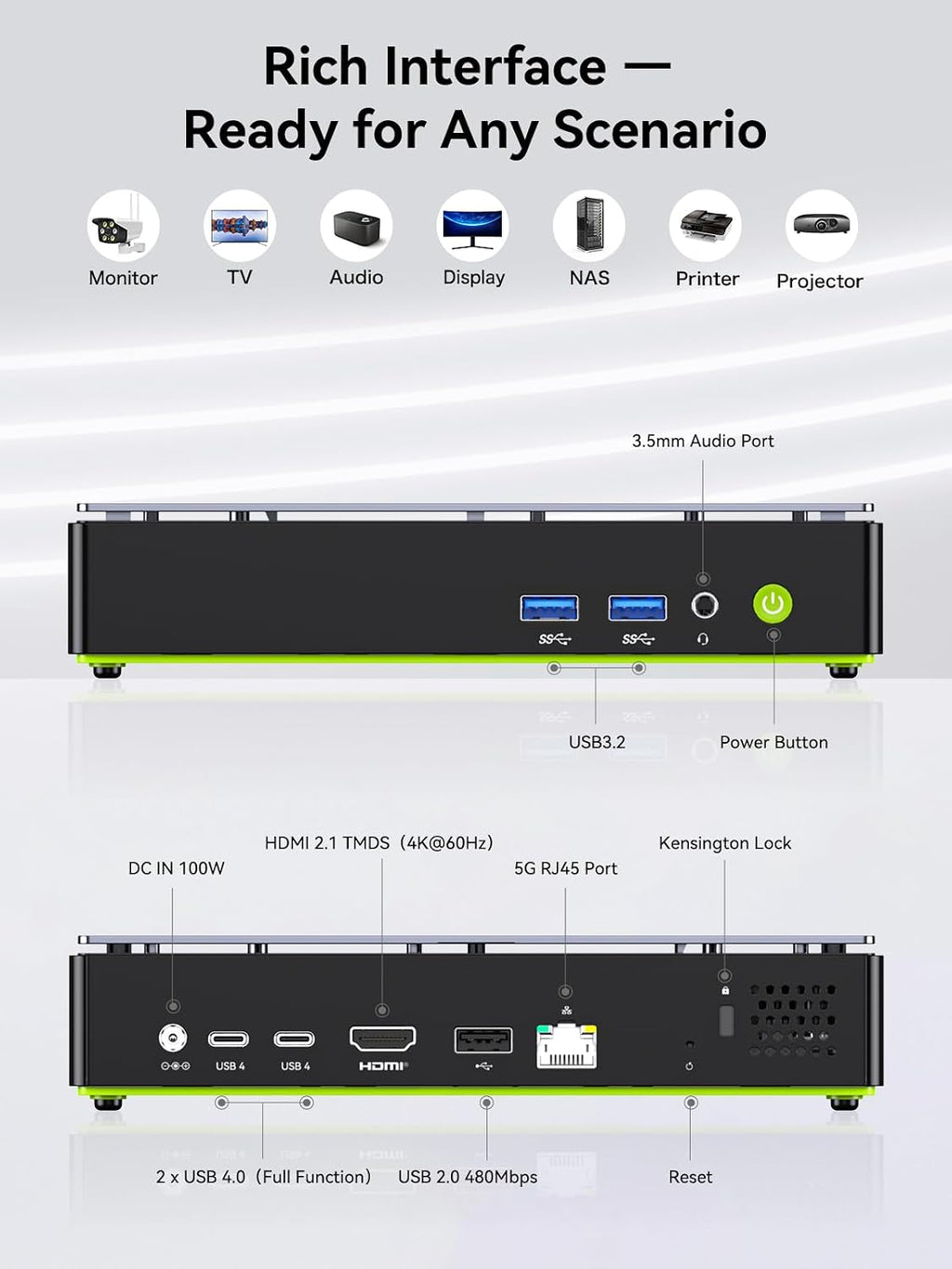 GMKtec K13 Mini PC AI Intel Ultra 7 256V (up to 4.8GHz) 16GB DDR5 1TB PCIe 4.0 SSD Gaming Mini Computer, 2X M.2 Expansion Slots, HDMI, USB4 Screen 8K Display