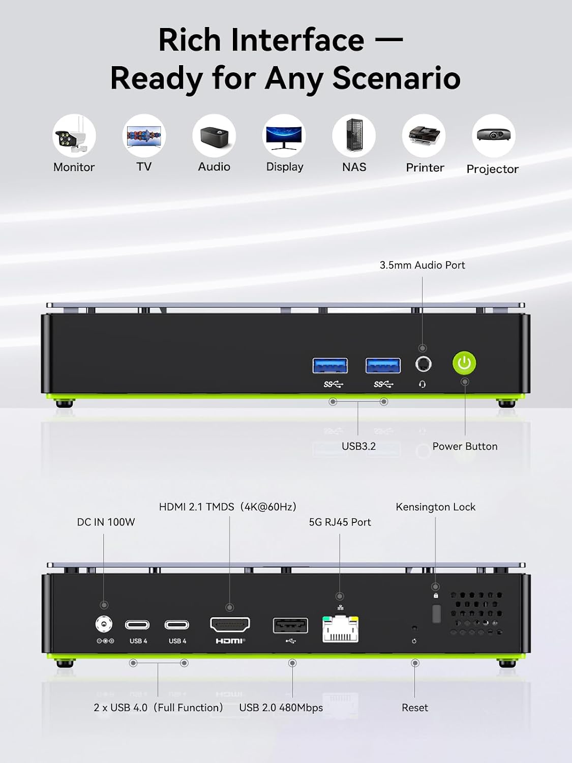 GMKtec K13 Mini PC AI Intel Ultra 7 256V (up to 4.8GHz) 16GB DDR5 1TB PCIe 4.0 SSD Gaming Mini Computer, 2X M.2 Expansion Slots, HDMI, USB4 Screen 8K Display