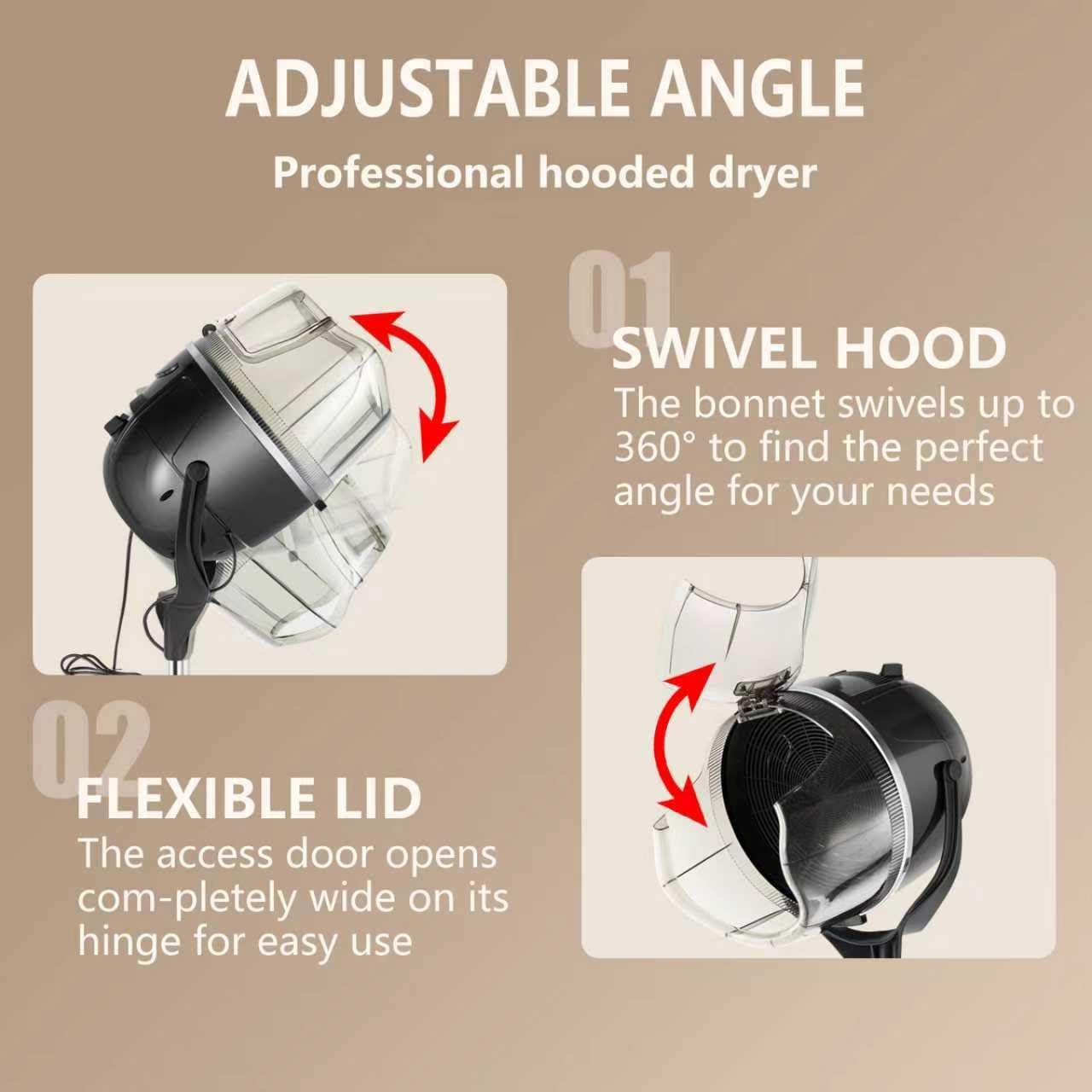Beautystyle Porfessional Hooded Hair Dryer on Wheels - Portable Salon Stand with Hood