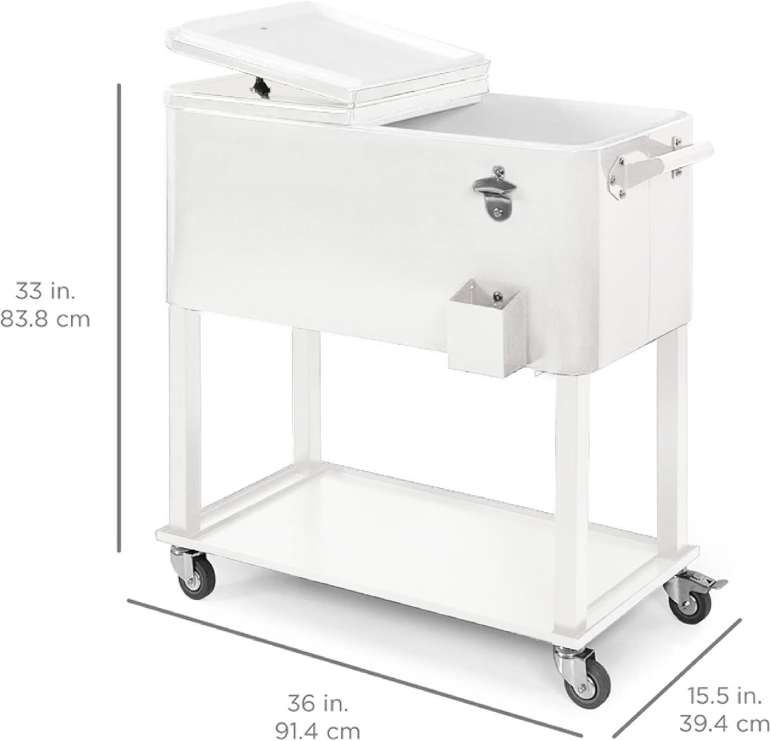 Best Choice Products 80-Quart Outdoor Steel Rolling Cooler Cart w/Ice Chest, Bottle Opener, Catch Tray, Drain Plug, Locking Wheels