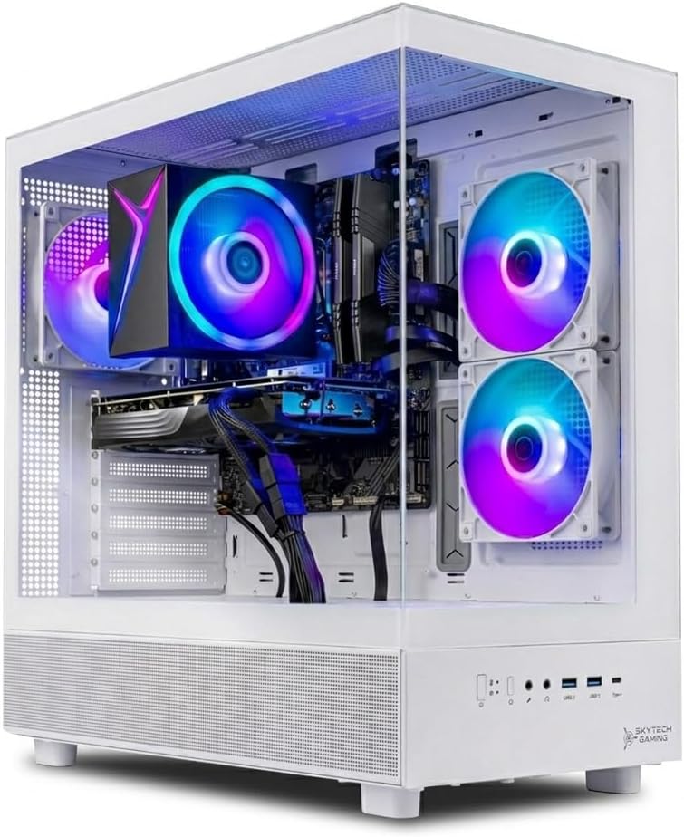 Skytech Gaming Azure 3 Desktop PC, Ryzen 5 7600X 4.7 GHz (5.3GHz), NVIDIA RTX 5070 12GB, 1TB Gen4 NVMe SSD, 16GB DDR5 RAM 6000, 850W Gold PSU, Wi-Fi, Win 11