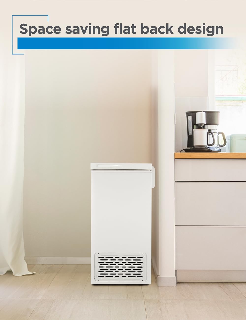 BLACK+DECKER 2.7 Cu. Ft. Compact Chest Freezer, Deep Freezer Holds Up To 94.5 Lbs. of Frozen Food, Removable Storage Basket, BCFK276, White