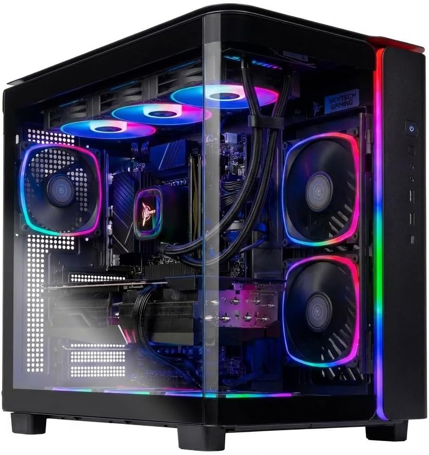 Skytech Gaming King 95 Gaming PC, AMD Ryzen 7 9800X3D 4.7GHz, NVIDIA RTX 5070 Ti 16GB VRAM, 1TB Gen4 NVMe SSD, 24GB DDR5 RAM 6000, 850W Gold ATX 3 PSU, 360 ARGB AIO, WI-FI 5, Windows 11, Desktop