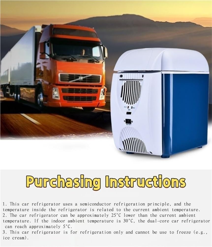 12V 7.5 Quart Personal Thermoelectric, Electric Cooler -4°F~50°F, Portable Electric Cooler Warmer 7.5 Liter Capacity for Car, RV, and Camping Use