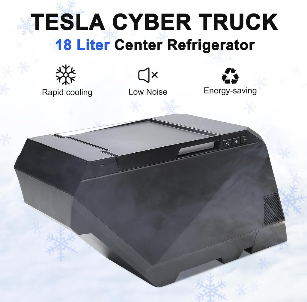 Tesla Cybertruck 18L Center Console Refrigerator Compressor Cooling -6℃~20℃ Adjustable, Cybertruck fridge Outdoor, Camping, Travel Cooler for Tesla Accessories