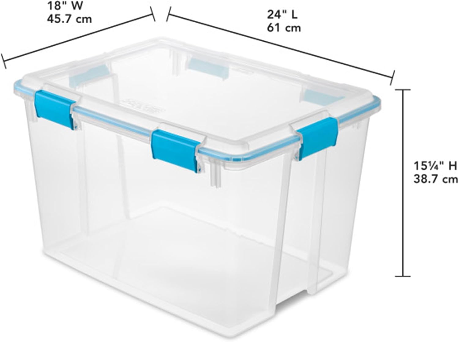 Sterilite 4-Pack Gasket Box, Weather-Resistant Storage Bins with Latching Lids, 80 Quart - Heavy-Duty Organizing Containers for Closet, Bathroom, and Office