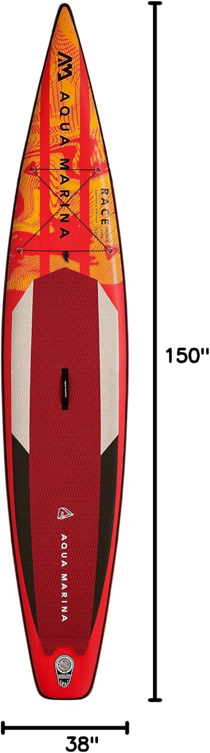 Aqua Marina Race, Double Layer Quad-Stringer Inflatable Stand Up Paddle Board (iSUP) Package
