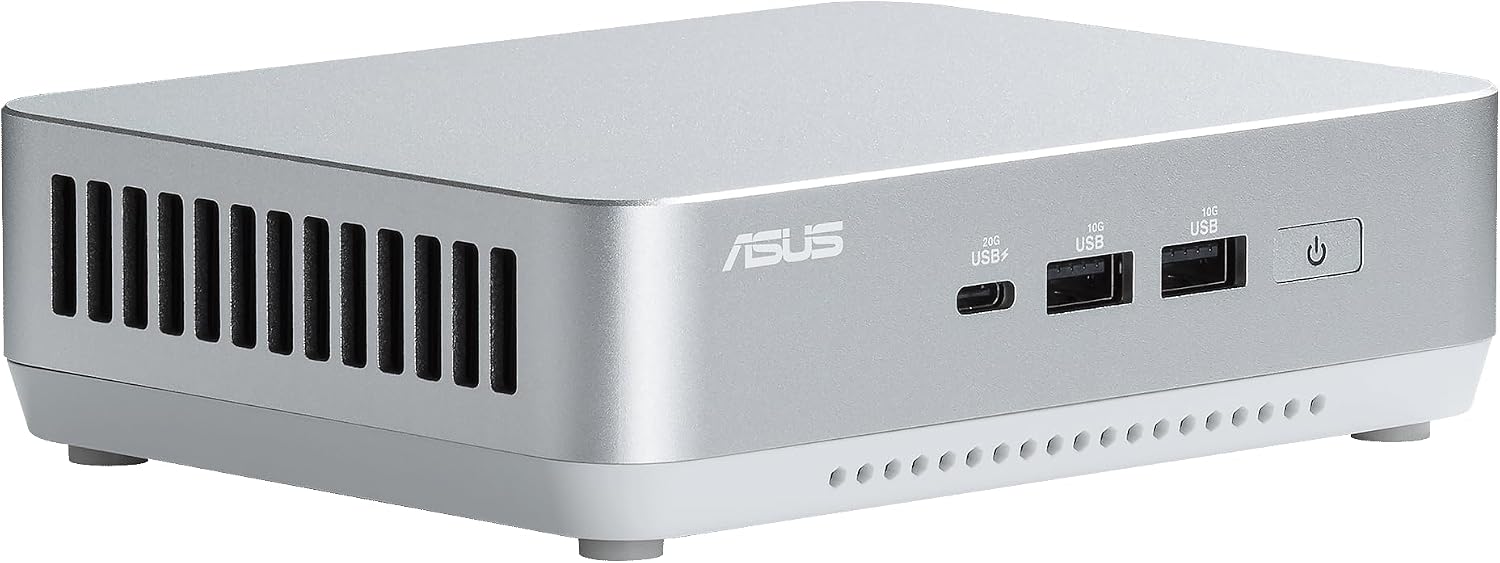 ASUS NUC 14 Pro+ Barebone with Intel 14thGen Core Ultra 9 185H (NPU Support), up to 96GB DDR5 RAM, Dual Storage, Thunderbolt 4, Wi-Fi 6E & Bluetooth 5.3, Silver Aluminum Chassis, with VESA Mount