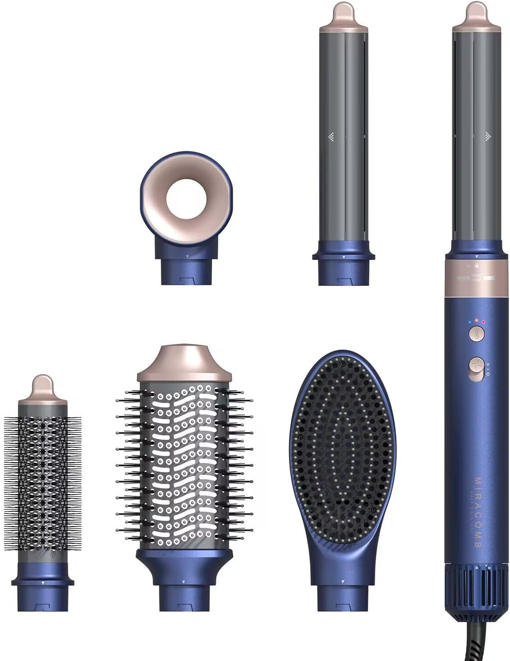 Hair Dryer Brush Professional Hair Multi-Stylers - MIRACOMB Ionic Hot Air Styling System with Auto Wrap Curlers, Brushless Motor, Intelligent Heat Control - Fast Drying - Versatile for All Hair Types