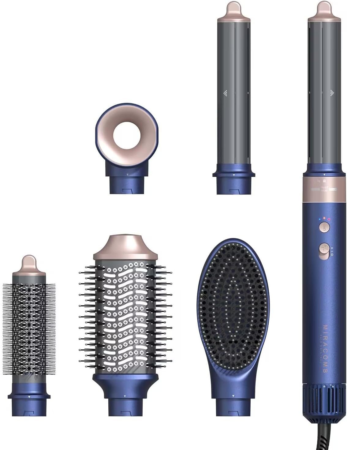 Hair Dryer Brush Professional Hair Multi-Stylers - MIRACOMB Ionic Hot Air Styling System with Auto Wrap Curlers, Brushless Motor, Intelligent Heat Control - Fast Drying - Versatile for All Hair Types