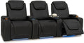Seatcraft Equinox Zero-Gravity CoolZero Italian Leather Home Theater Seating, Powered Headrest, Powered Lumbar, Powered Recline, Row of 3, Black