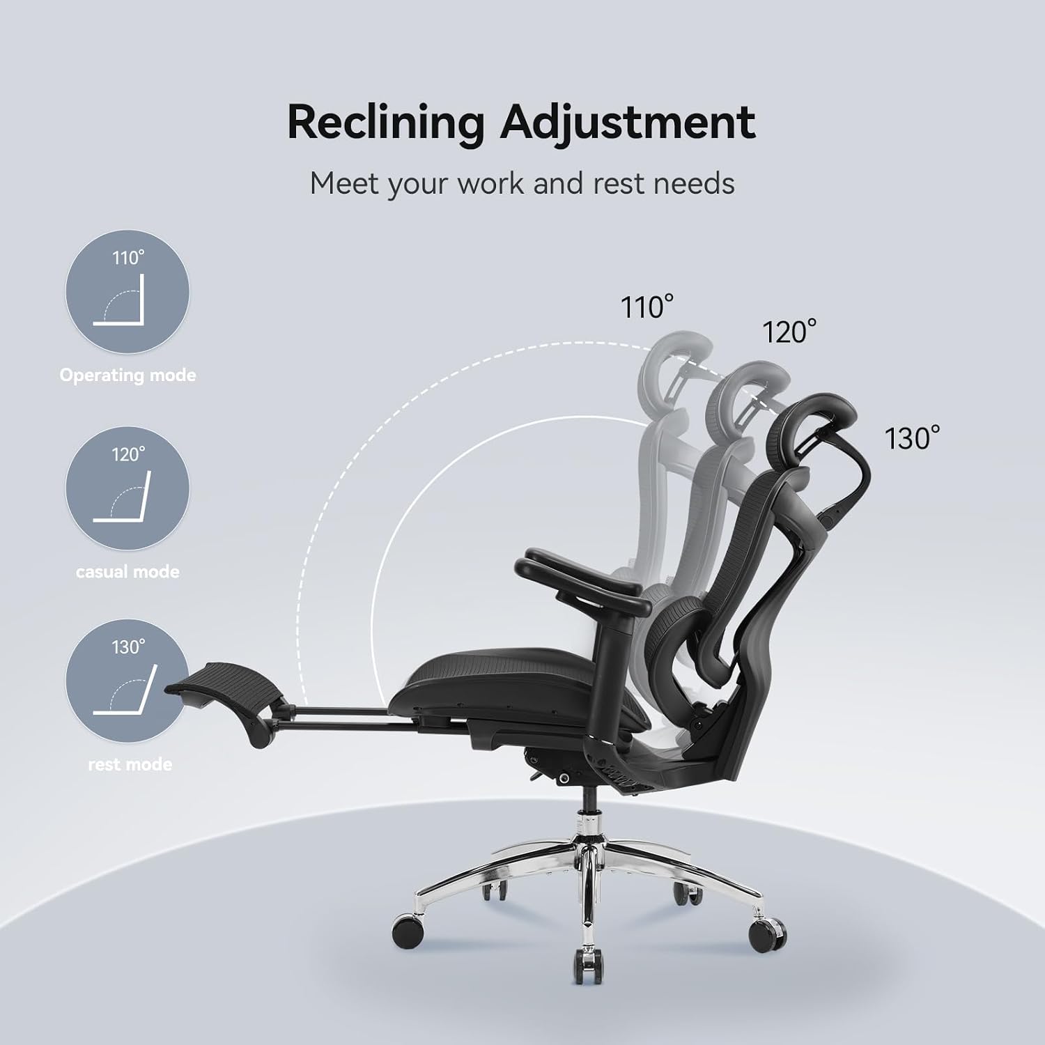 SIHOO Doro C300 Ergonomic Office Chair with Footrest, Ultra Soft 3D Armrests, Dynamic Lumbar Support for Home Office Chair, Adjustable Backrest Desk Chair, Swivel Big and Tall Computer Chair (Black)