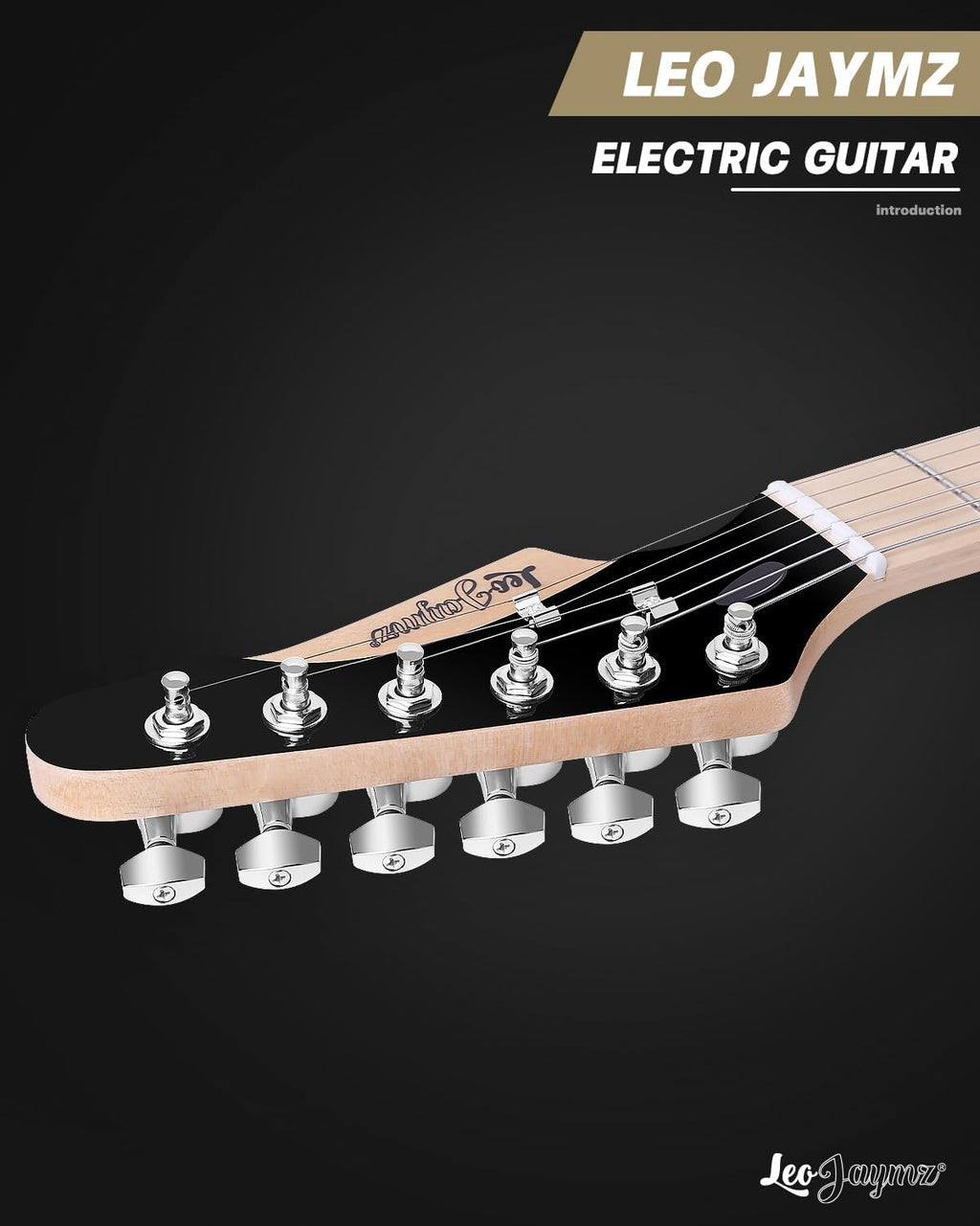 Leo Jaymz 39' Full Size ST Style Electric Guitar Starter Kit with SSS Pickups, 5W Portable Amp, Tuner, Gig Bag, Strap & Accessories(Gold 5W)