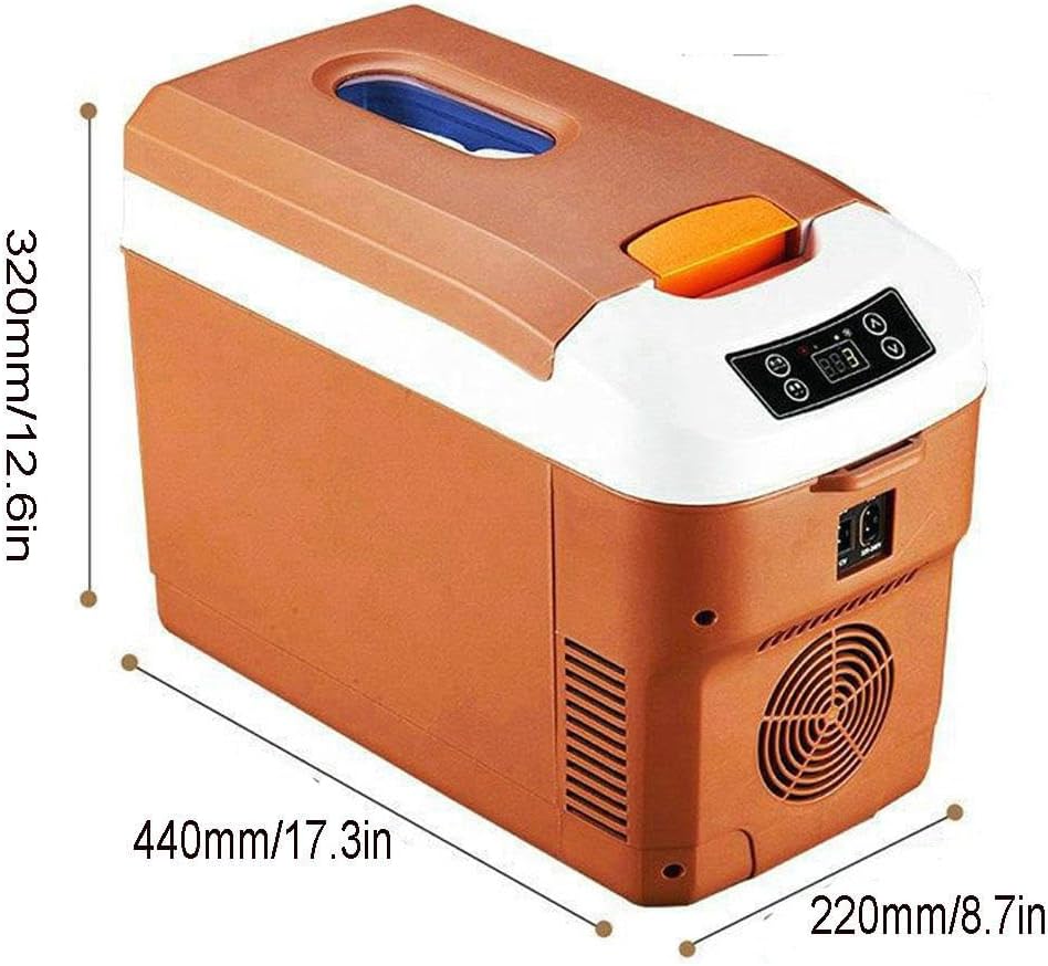Car Refrigerator, Personal Thermoelectric Cooler/Warmer, 12 Liter Capacity, Portable Electric Car Cooler with 12/24V DC, 220V Small Fridge for Bedroom, Car, Office & Dorm,A