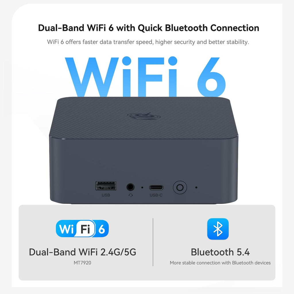 Beelink EQI Mini PC W-11 Pro i5-1235U 16GB DDR4 500GB NVMe M.2 SSD Dual Display 4K@60Hz Output, Wi-Fi 6, RJ45, Built in PSU Office Mini Computer