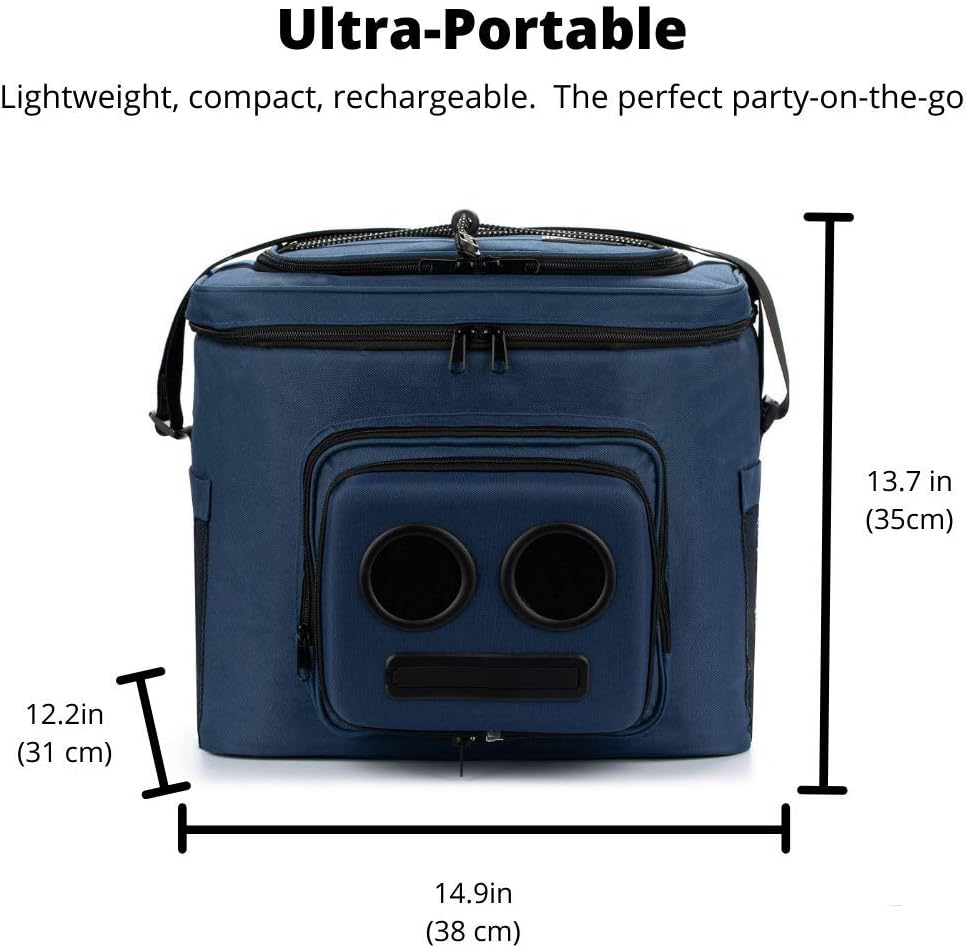 The #1 Cooler with Speakers on Amazon. 20-Watt Bluetooth Speakers for Parties/Festivals/Boat/Beach. Rechargeable, Works with iPhone & Android (Blue)