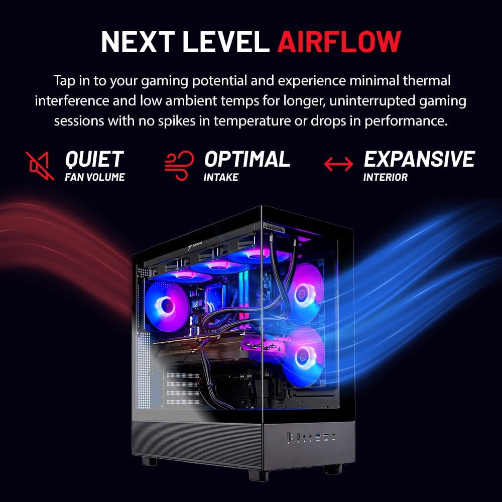 Skytech Gaming Azure 3 Desktop PC, Intel Ultra 7 265K 3.9 GHz(5.4 GHz Turbo), NVIDIA RTX 5060 Ti 16GB, 1TB Gen4 NVMe SSD, 32GB DDR5 RAM 5600 RGB, 850W Gold ATX 3 PSU, 360mm ARGB AIO, Wi-Fi, Win 11