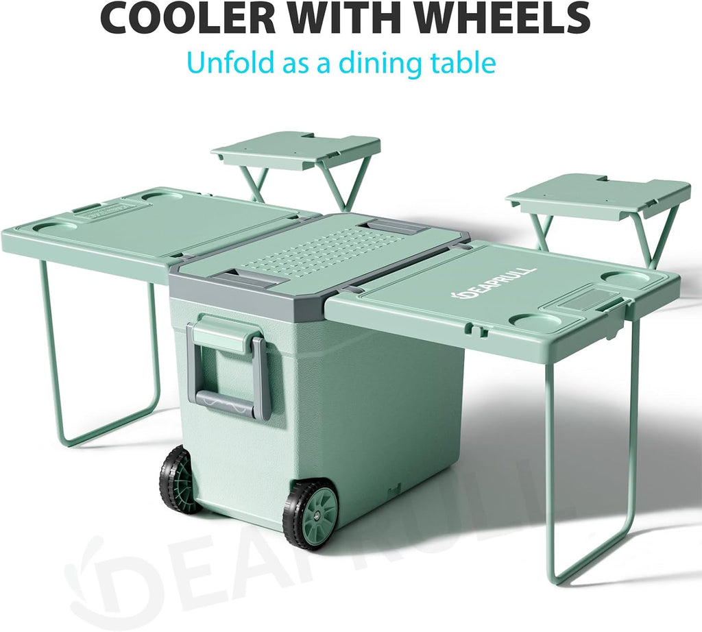 36 Quart Cooler with Wheels, Ice Chests Portable Wheeled Cooler Holds Ice up to 6 Days, Leak-Proof Outdoor Insulated Ulta-Light Hard Cooler for Camping, Beach, Boat, Fishing