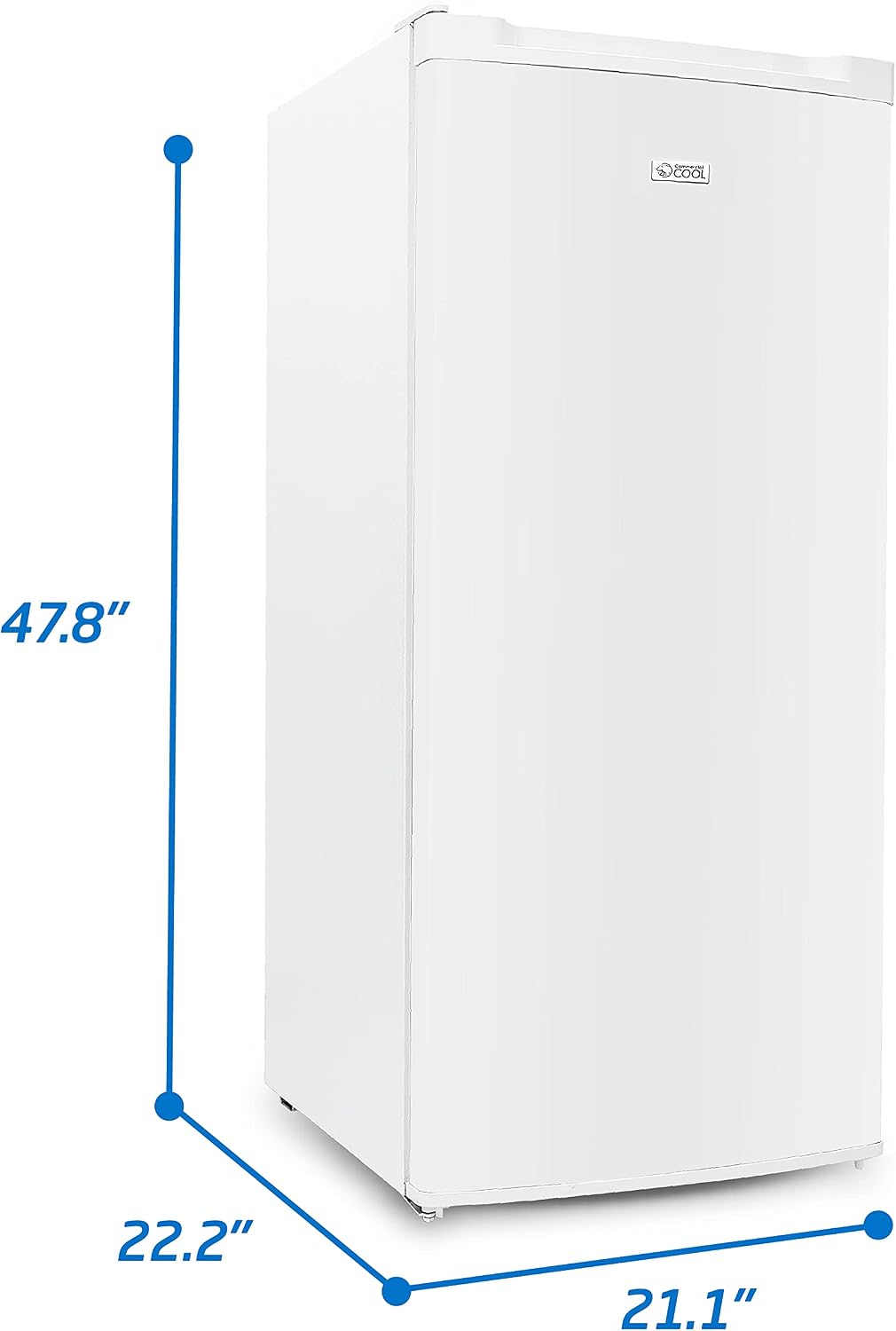 Commercial Cool Upright Freezer, Stand Up Freezer 5 Cu Ft with Reversible Door, White