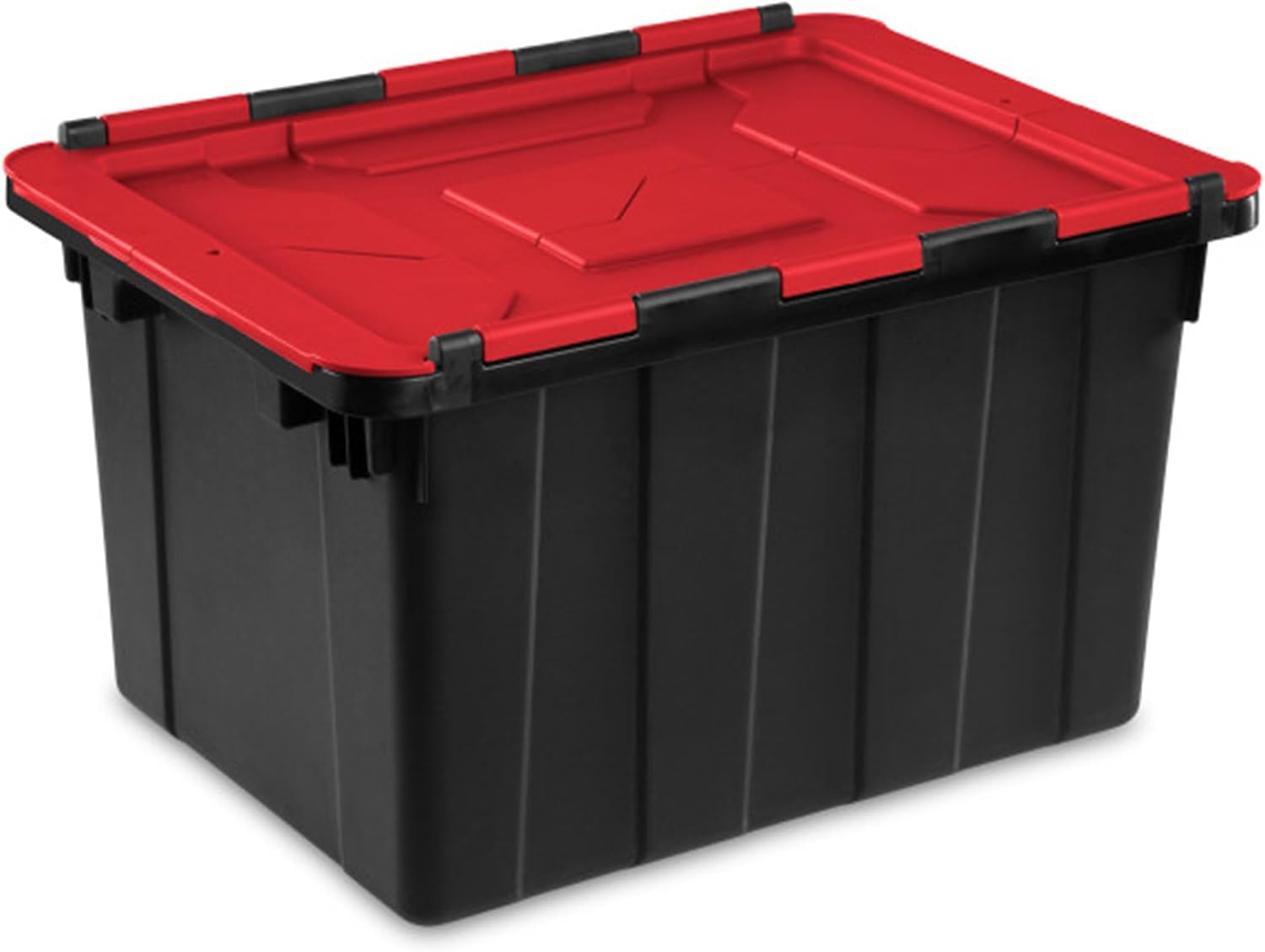 Sterilite 18-Pack 12 Gallon Hinged Lid Industrial Tote, Heavy-Duty Plastic Organizer - Stackable Multipurpose Home Storage Bins with Contoured Handles for Garage, Basement or Attic Organization