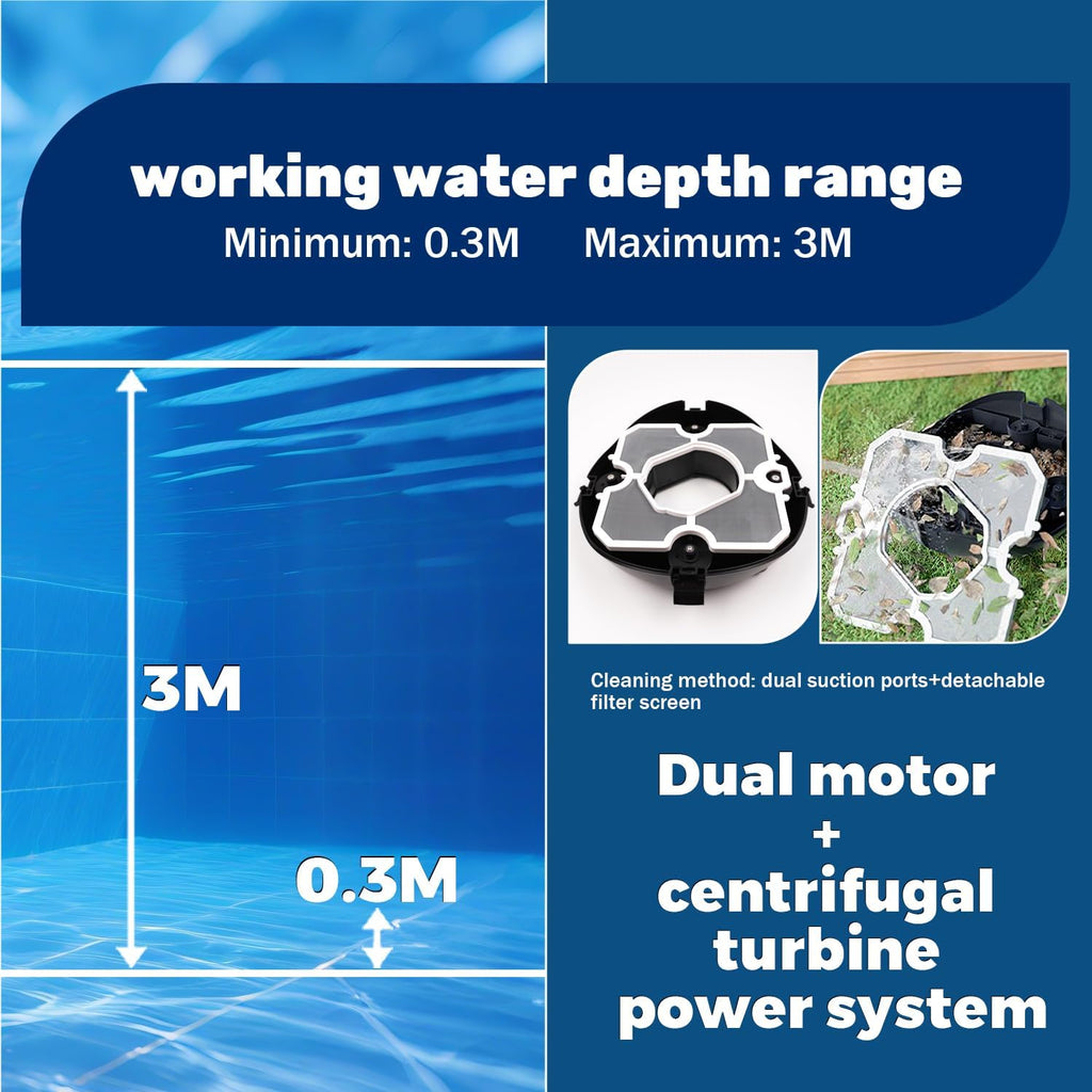 SP1 Cordless Robotic Pool Cleaner, Pool Robot, Floor Only Automatic Pool Vacuum for Cleaning Above-Ground Flat-Bottom Swimming Pools up to 860 sq.ft, 2.5h Fast Charging, 120 Mins Runtime