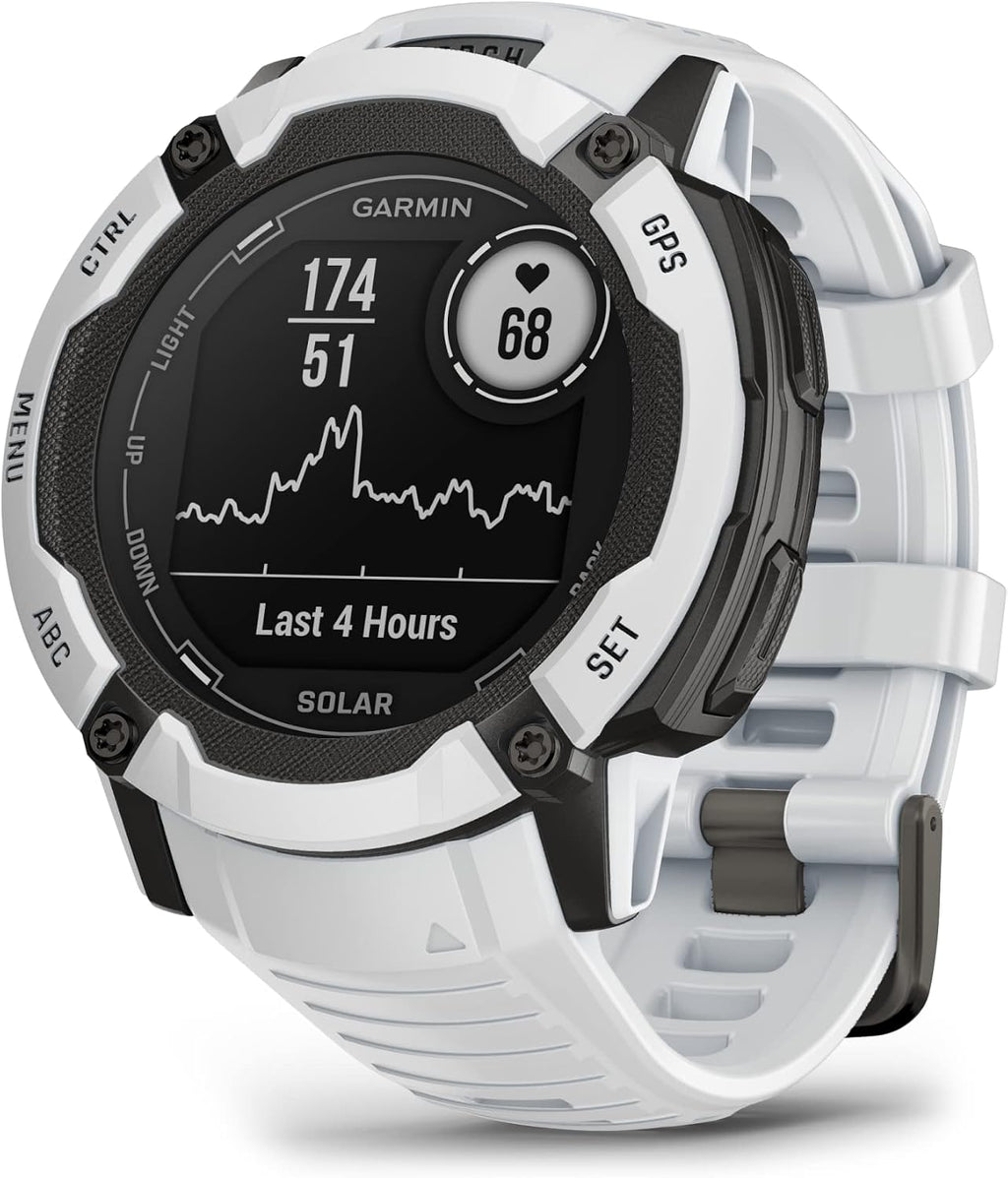 Garmin Instinct 2X Solar, Rugged GPS Smartwatch, Built-in Flashlight, Solar Charging Capability, Multi-Band GNSS, Whitestone