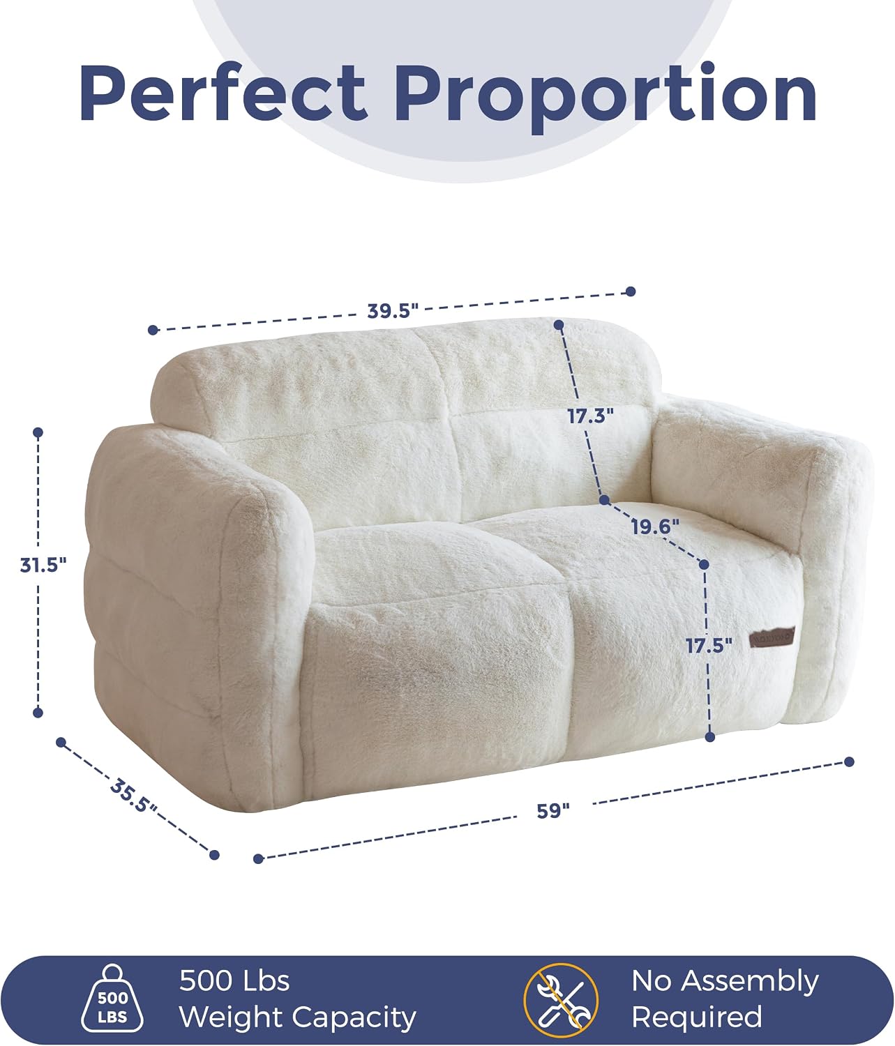 MAXYOYO Giant Bean Bag Chair for Adults, Ultra Soft Fluffy Loveseat Bean Bag Sofa, Oversized Floor Sofa for Living Room Bedroom, Cozy Reading Chair with Filler, Beige