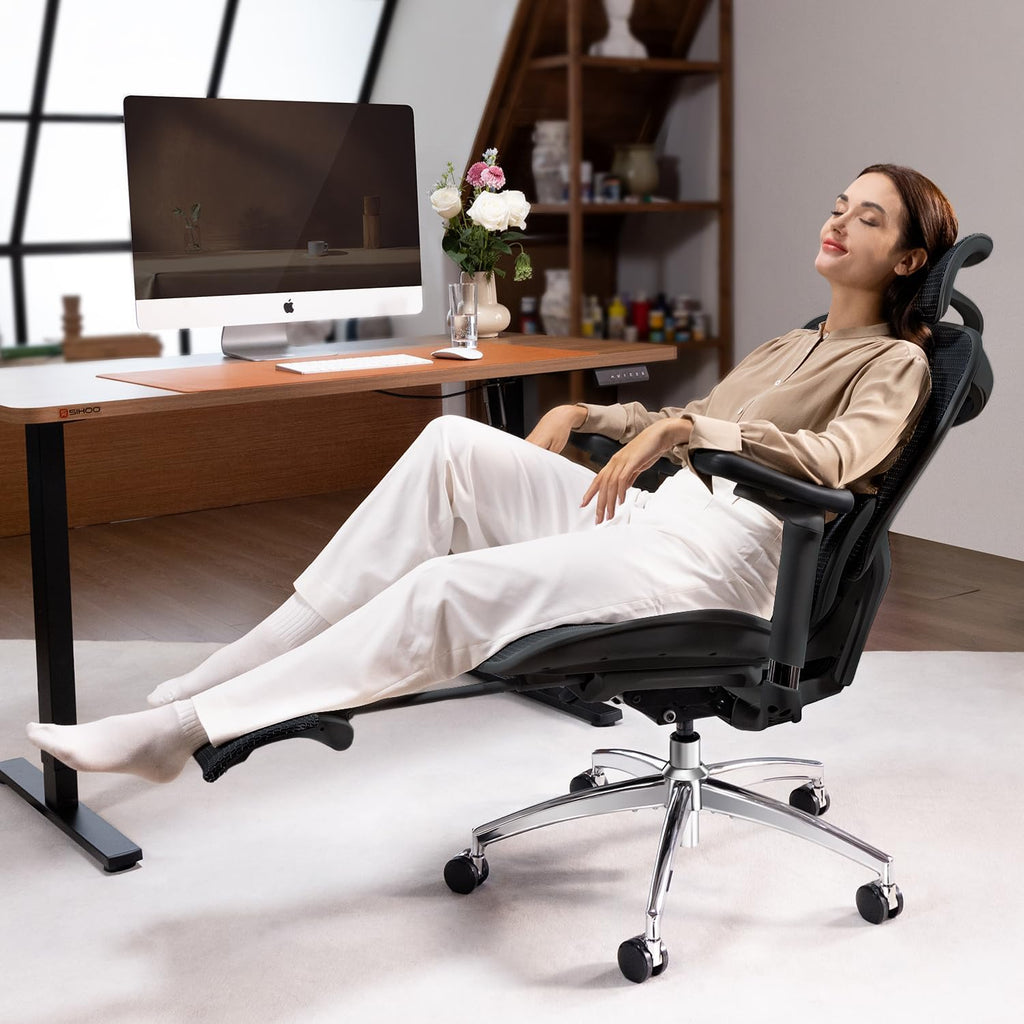 SIHOO Doro C300 Ergonomic Office Chair with Footrest, Ultra Soft 3D Armrests, Dynamic Lumbar Support for Home Office Chair, Adjustable Backrest Desk Chair, Swivel Big and Tall Computer Chair (Black)