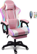 Video Gaming Chair with Speaker and RBG Light,Ergonomic Gaming Chair with Footrest and Massage Function,90°-135° Comfortable Computer Reclining Chair,Adults Teens Computer Chair.,Pink