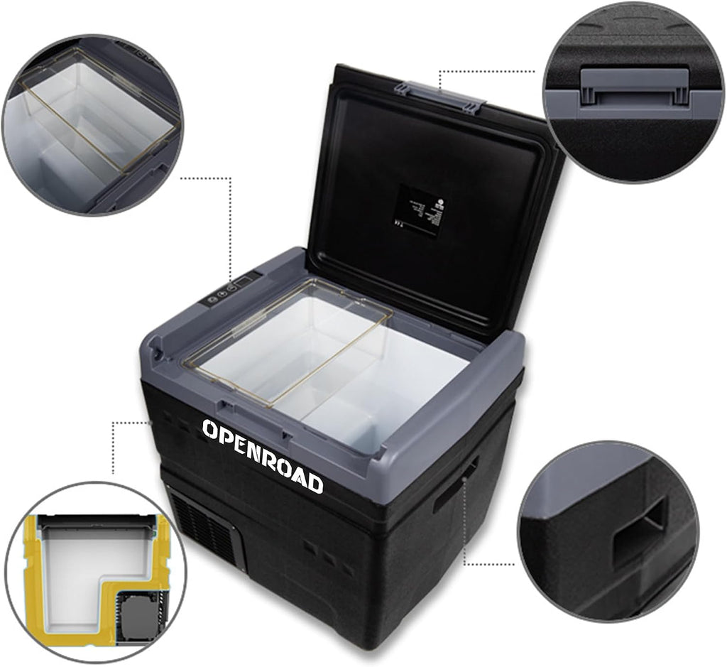 OPENROAD 12V Portable Refrigerator – 23QT Compressor Cooler, -7℉ to 68℉, 12/24V DC & 110-240V AC, Ideal for Trucks, RVs, Camping, Travel, and Home Use