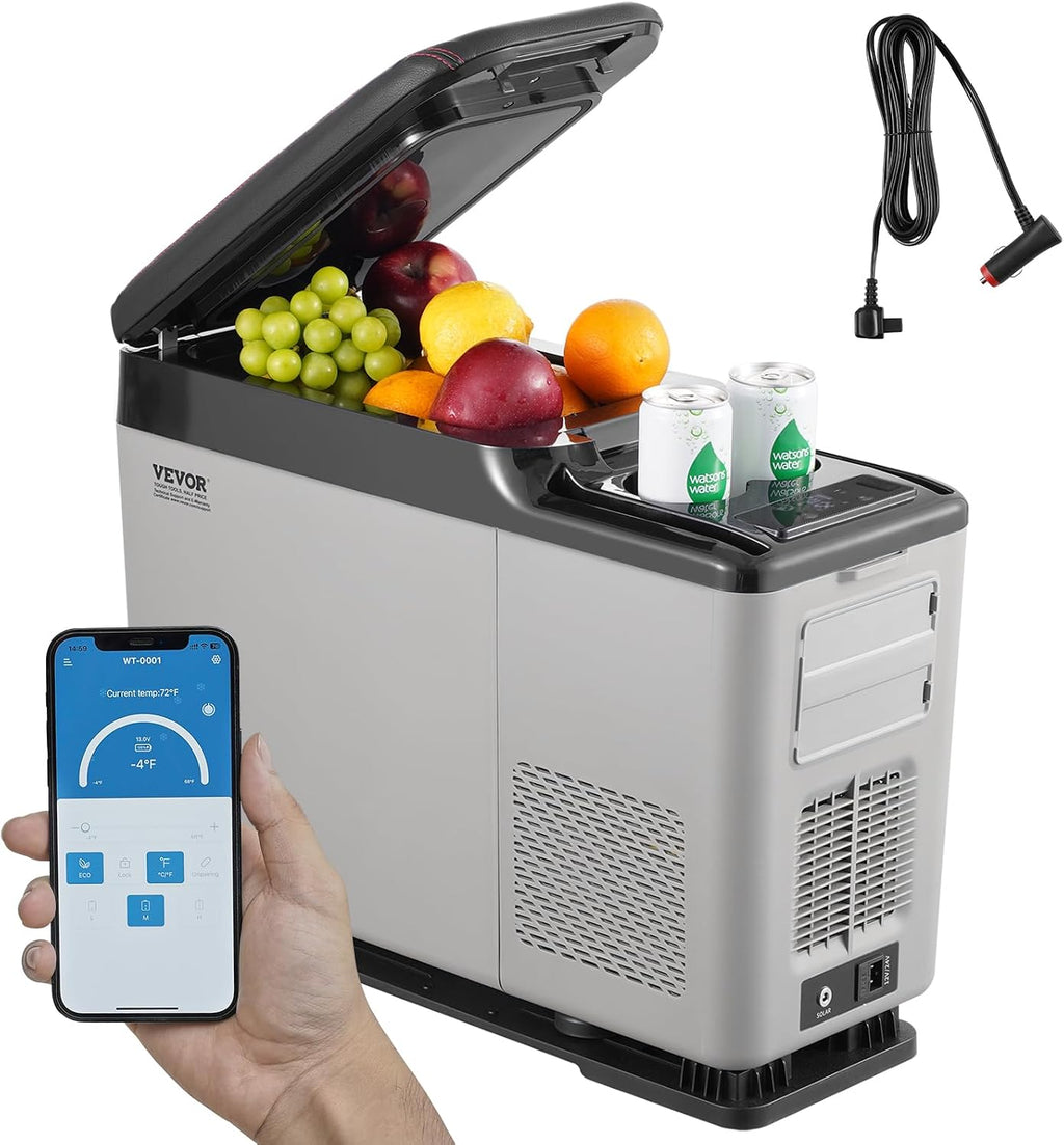 VEVOR Car Refrigerator, 12 Volt Car Armrest Refrigerator Fridge, 15 L Single Zone Portable Freezer, -4℉-68℉ Adjustable Range, 12/24V DC and 100-240V AC Compressor Cooler for Outdoor, Camping
