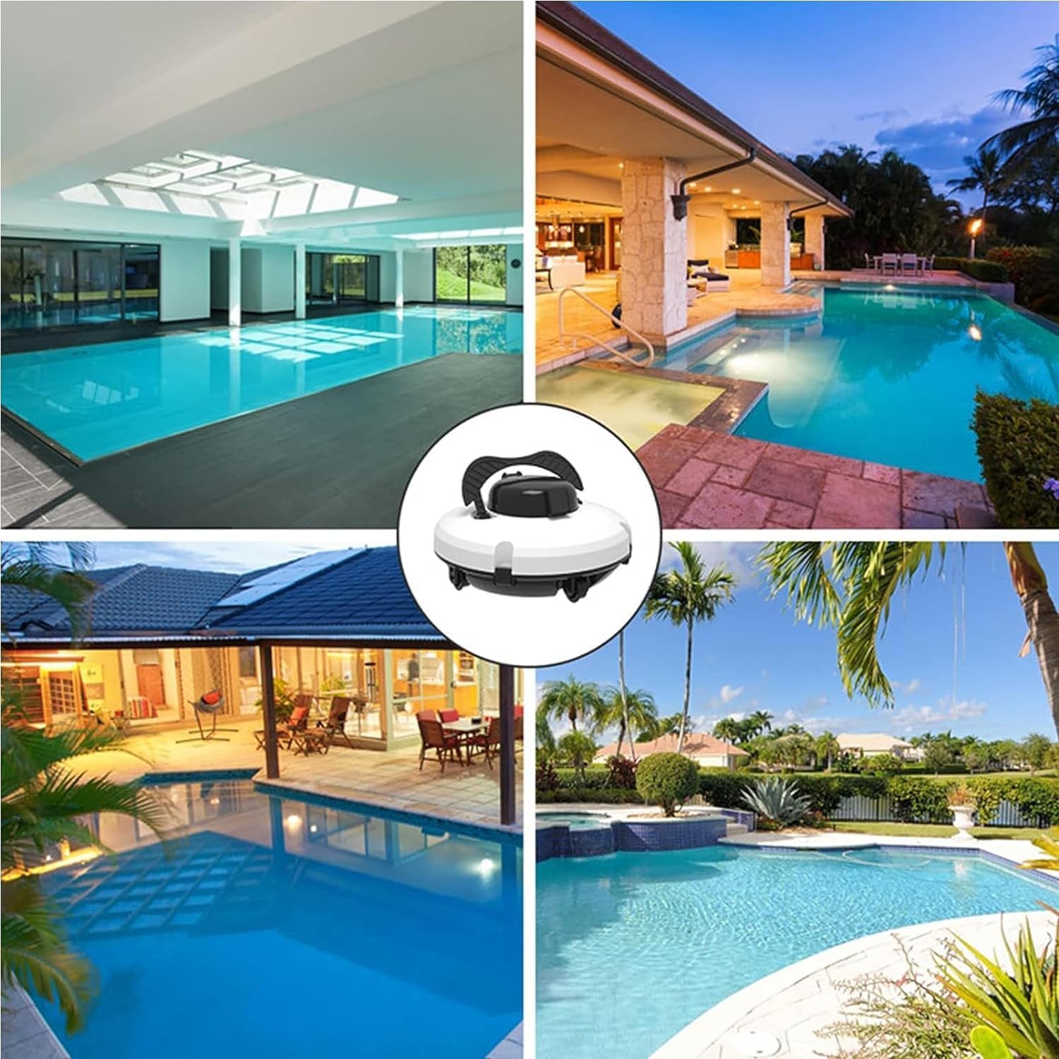 Cordless Robotic Pool Cleaner, Smart Cordless Robotic Pool Cleaner Self Parking Swimming Pool Cleaning Robot Brushed Motor Strong Suction Vacuum Lasts 120 Mins
