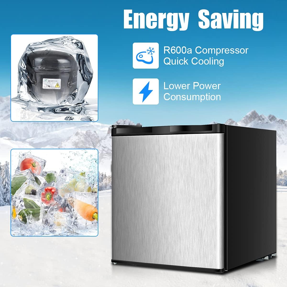 1.1 cu. ft. Mini Freezer Countertop, Portable Small Freezer w/Reversible Door, 7-Grade Adjustable Thermostat, Manual Defrost, Compact Upright Freezer for Garage, Dorm, Office, RV, Boat