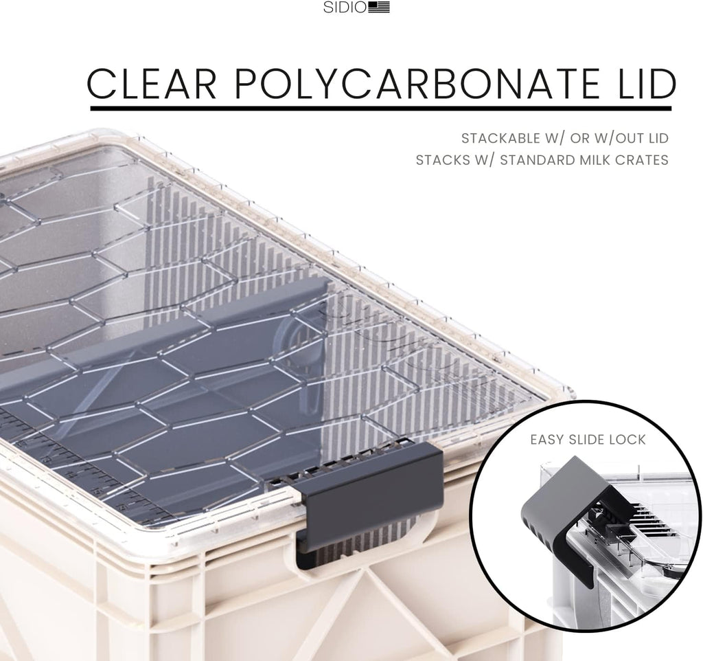 SIDIO CRATE Starter Pack - Two Full Size and One Half Size SidioCrate, Stackable Outdoor Organizer Storage Bins with Clear Lid and Dividers - CAMO Variety Pack