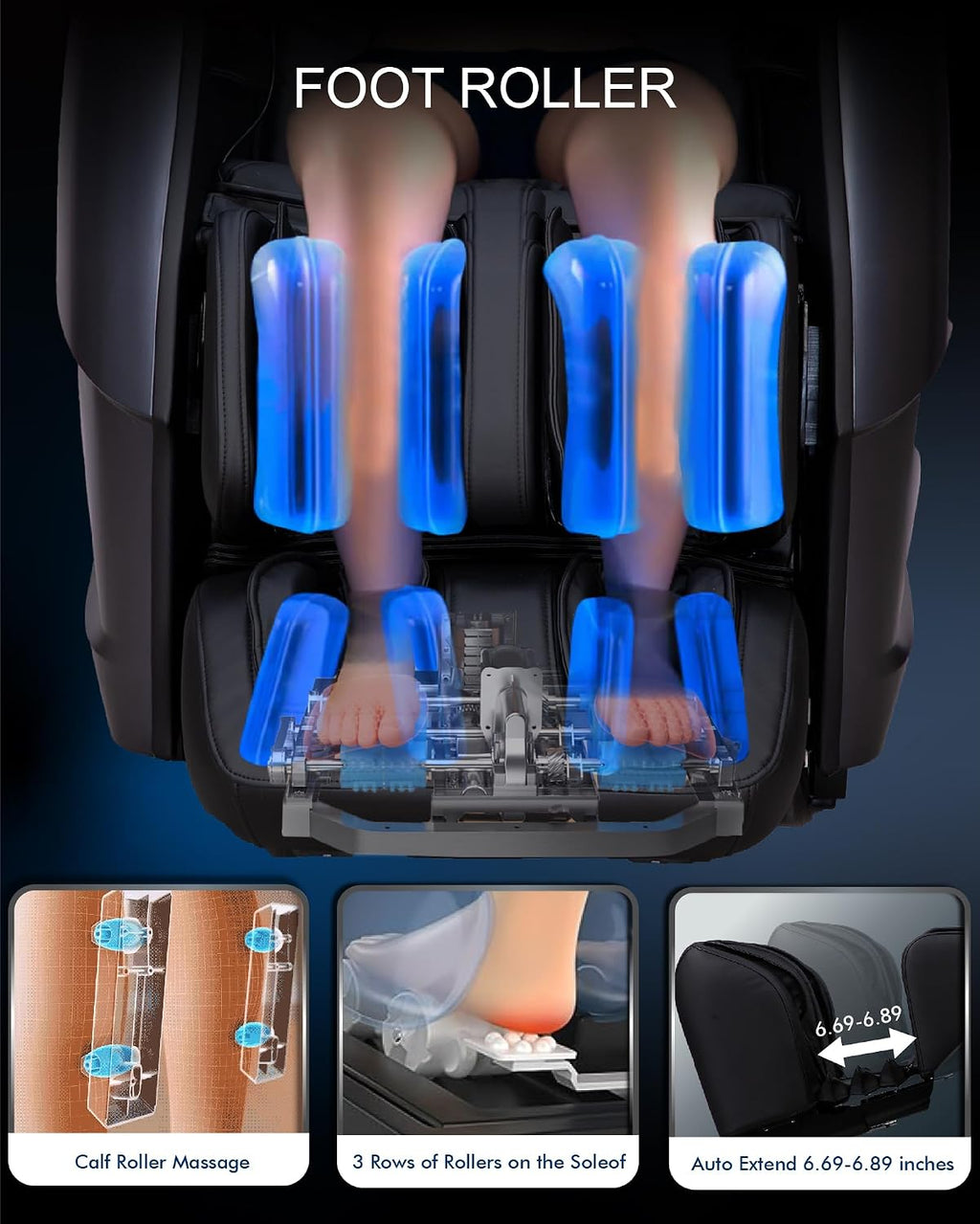 Upgrade 4D Massage Chair Zero Gravity Massage Chair Full Body and Recliner AI Voice Control Auto Legrest Calf & Foot Rollers Heated Program Customization Black